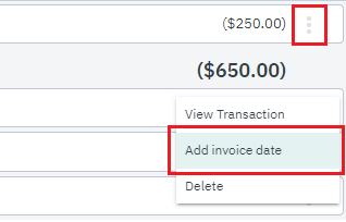 How to add an invoice date to a completed transaction