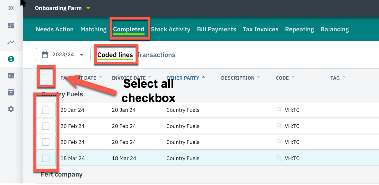 How to edit a code in your Completed screen
