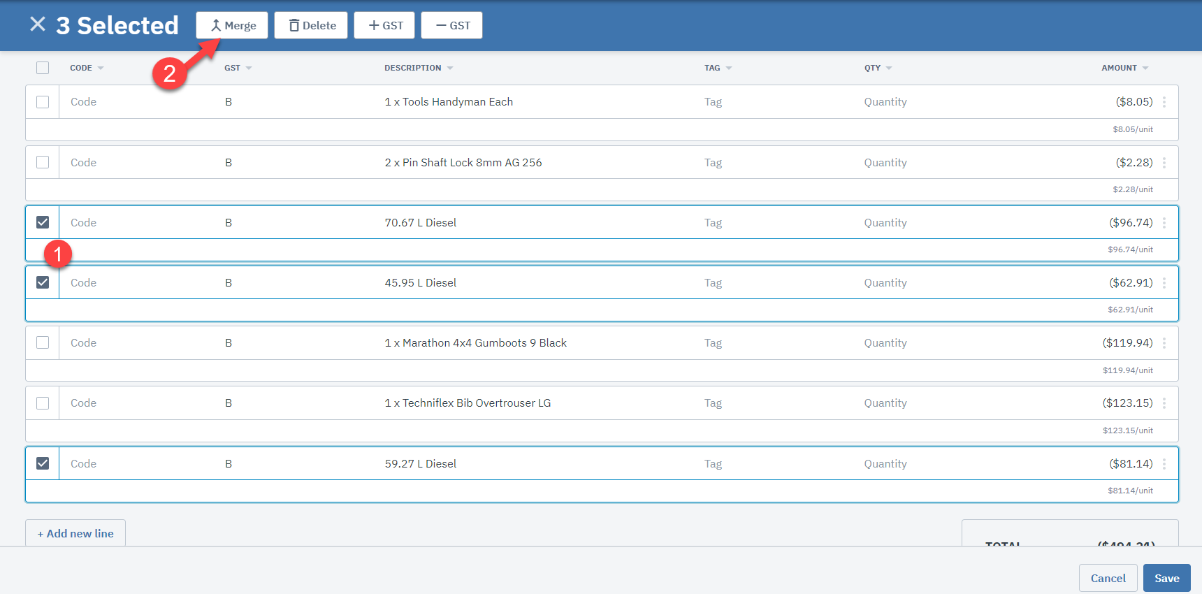 How to manage invoice lines in Farm Focus