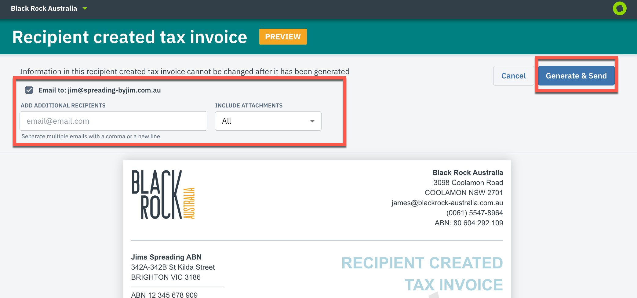 How to create a recipient created tax invoice - Australia only